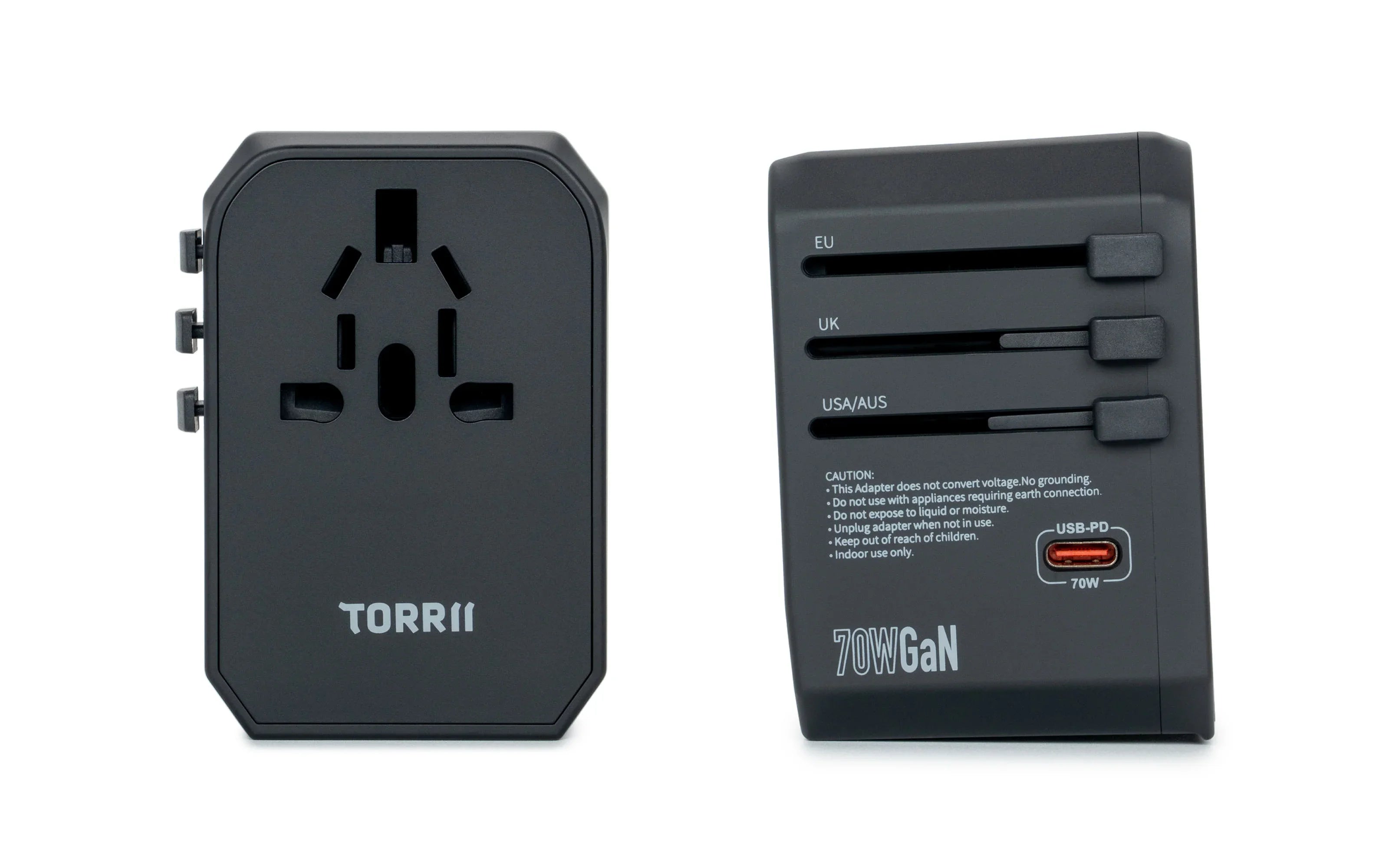 Torrii Bolt 70W GaN Universal Travel Adapter IV - Black - Tashqila Torrii Bolt 70W GaN Universal Travel Adapter IV - Black - Tashqila